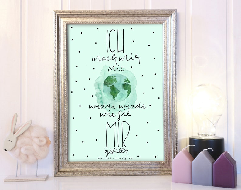 Poster A4 / A5 Pippi Langstrumpf Ich mach mir die Welt Zitat Etsy