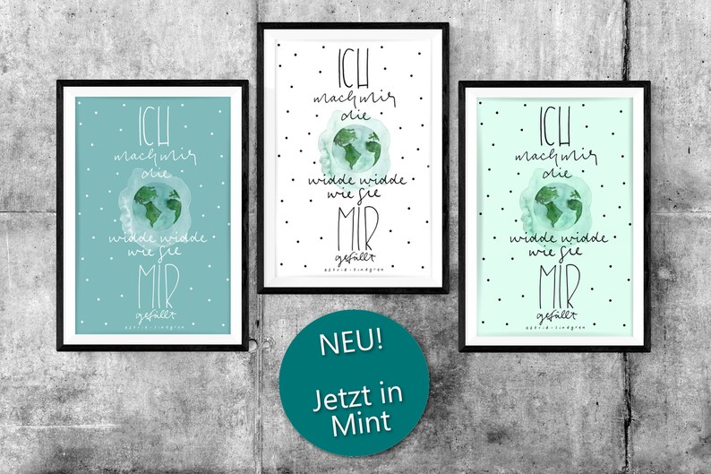Poster A4 / A5 Pippi Langstrumpf Ich mach mir die Welt Zitat Etsy