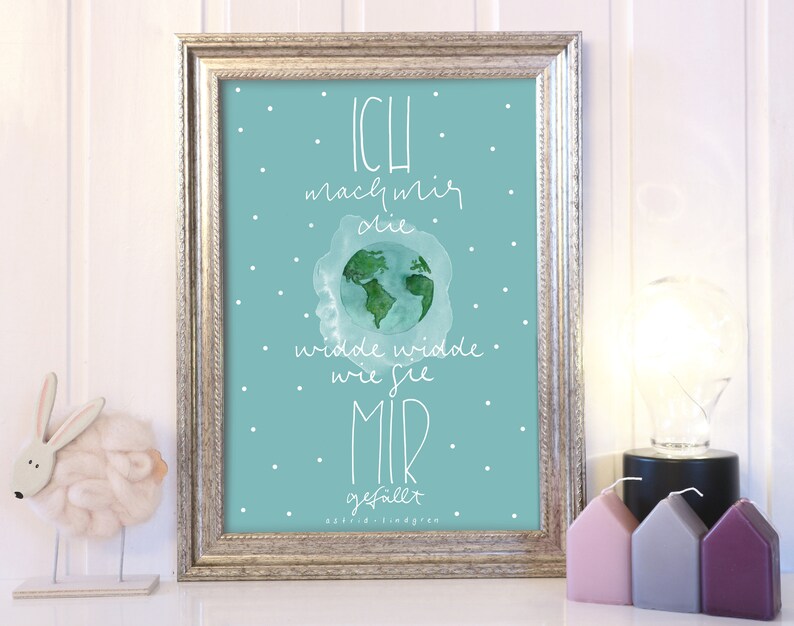 Poster A4 / A5 Pippi Langstrumpf Ich mach mir die Welt Zitat Etsy