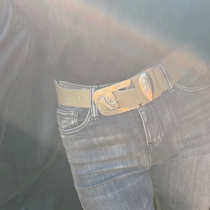 Vintage 80s Taupe Leather Klepper Aztec Belt S
