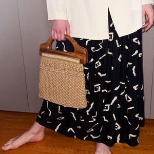 Vintage Black and Off White Abstract Drop Waist Skirt Sz 14