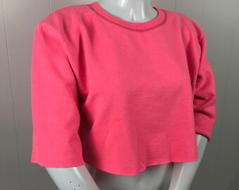 Neon Pink Cropped Vintage Sweatshirt