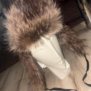 Vintage Christine Black Genuine Suede Leather and Fur Trapper Hat
