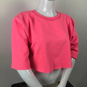 Neon Pink Cropped Vintage Sweatshirt