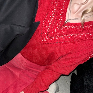 Vintage Beaded V Neck Sweater