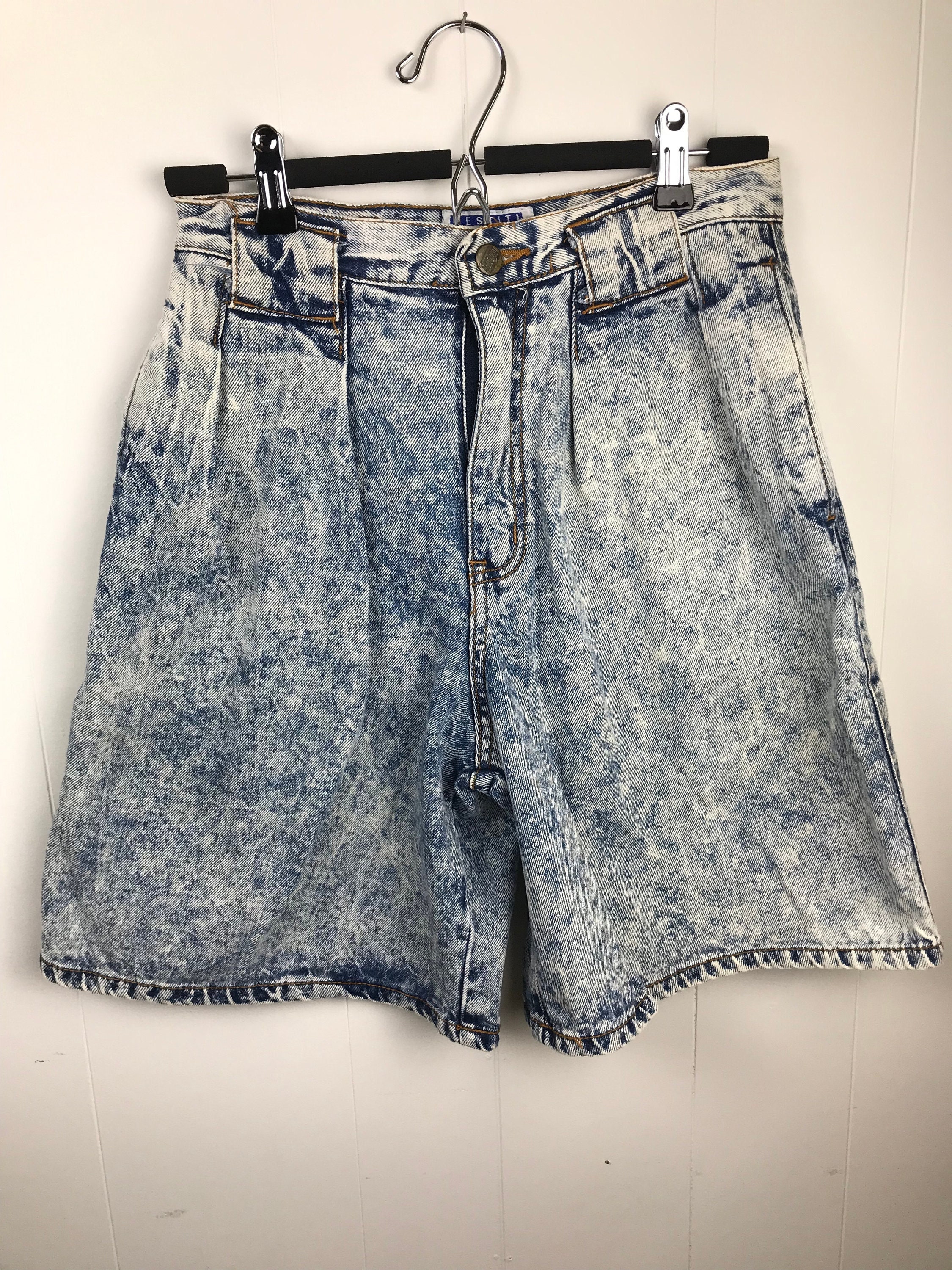 high waisted acid wash shorts
