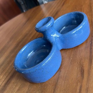 Vintage Periwinkle Blue Mini Double Dish Pottery Catch All