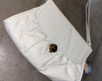 Bolso de piel auténtica blanca vintage