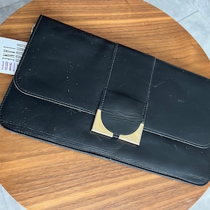 Bolso de mano vintage de cuero negro
