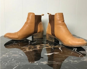 camel leather booties