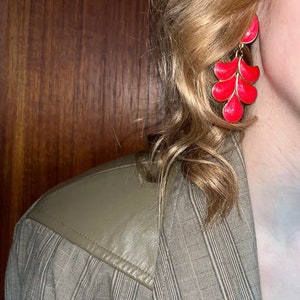 Vintage Red Enamel Drop Earrings
