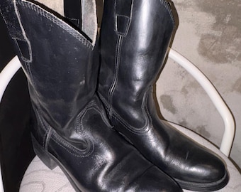 Bottines Texas Steer 7.5 vintage en cuir noir