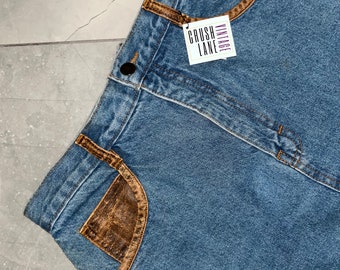 Jupe en jean vintage avec détails en cuir 9