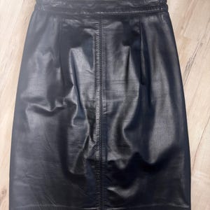 Vintage Black Genuine Leather Pencil Skirt L