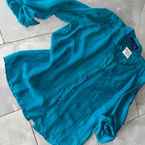 Vintage Teal Silk Hechter Blouse L