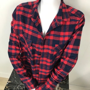 Red and Navy Flannel Button Up