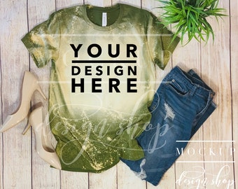 Bleached Tee Mock Up Etsy