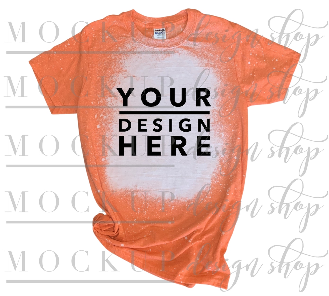 BLEACH GILDAN Heather Orange Mockup / Bleached T Shirt / Trending Now
