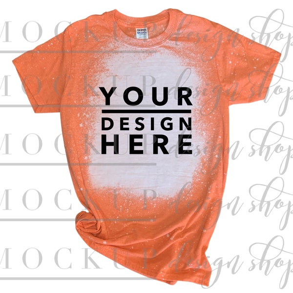 BLEACH GILDAN Heather Orange Mockup / Bleached t shirt / Trending now / Gildan 64000 mockup / Wholesale tshirts / Popular right now