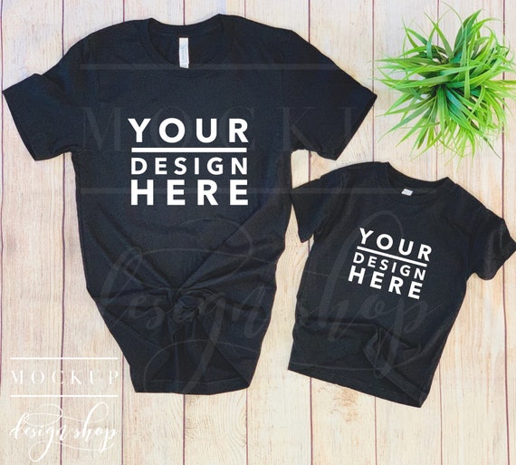 Mommy And Me Black Bella Canvas 3001 Mockup Flat Lay T Shirt Etsy