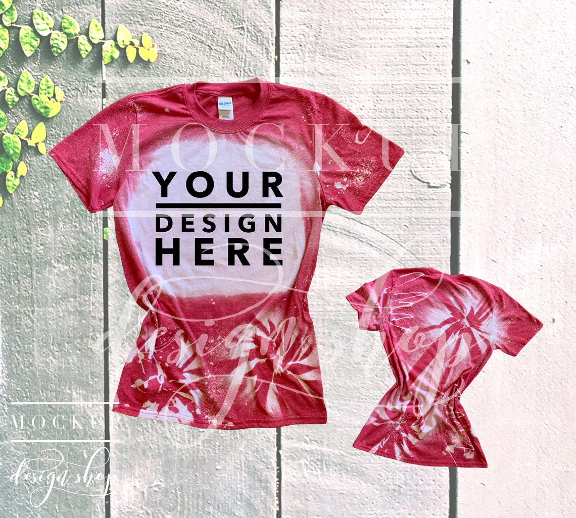 BLEACH GILDAN Heather Red Mockup / Bleached T Shirt / Trending - Etsy
