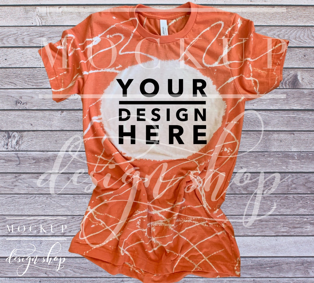 BLEACH HEATHER ORANGE Bella Canvas 3001 Mockup / Bleached T Shirt ...