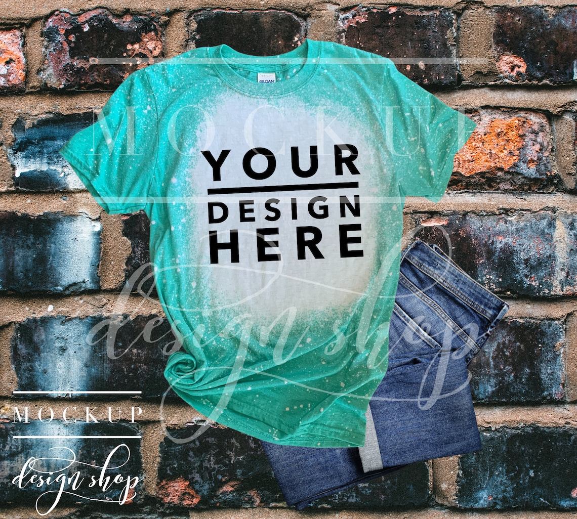 Download BLEACH GILDAN Heather Seafoam Mockup / Bleached t shirt / | Etsy
