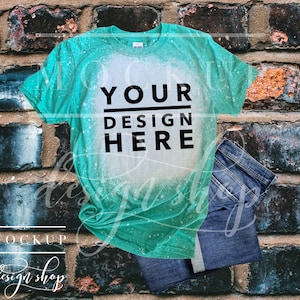 BLEACH GILDAN Heather Seafoam Mockup / Bleached t shirt / Trending now / Gildan 64000 mockup / Wholesale tshirts / Popular right now