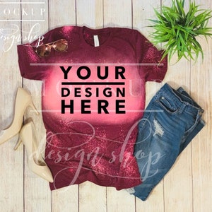BellaCanvas 3001 MAROON Mockup / Bleached t shirt / Trending now / Gildan 64000 mockup / Wholesale tshirts / Popular right now