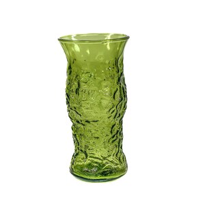 Vintage E.O. Brody & Co. Cleveland Emerald Green Crinkle Glass Vase 9”