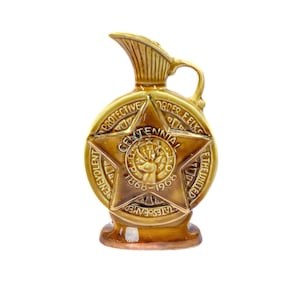 Vintage Jim Beam BPOE Order of Elks Centennial Star Ceramic Decanter Empty 1968 10” Rustic Cabin Decor