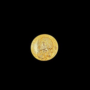 Vintage Brushed Gold Tone Coin Brooch 1.6”