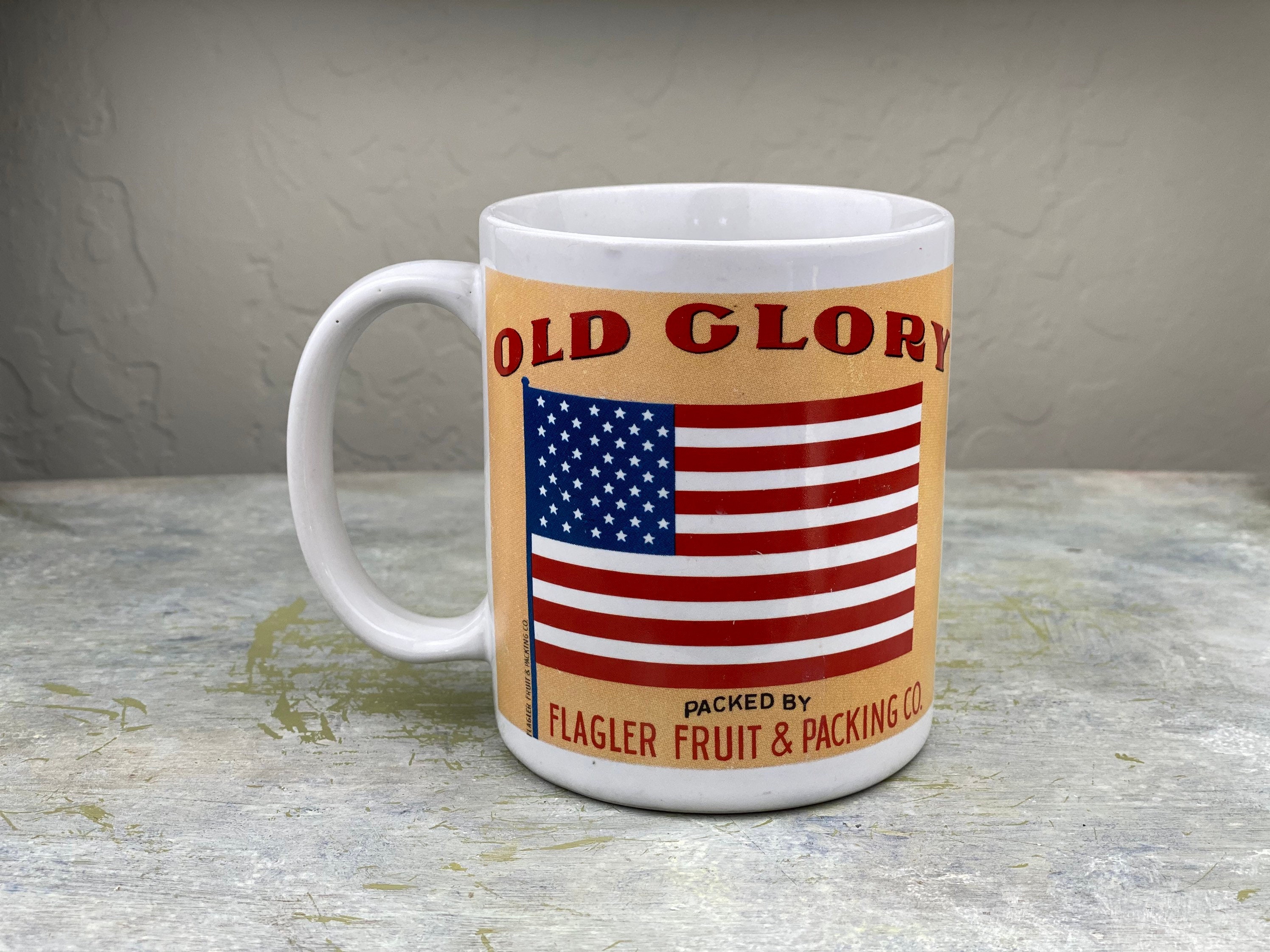 Old Glory American Flag Flagler Fruit Masons Wine Trimax Group Coffee Cup  Mug