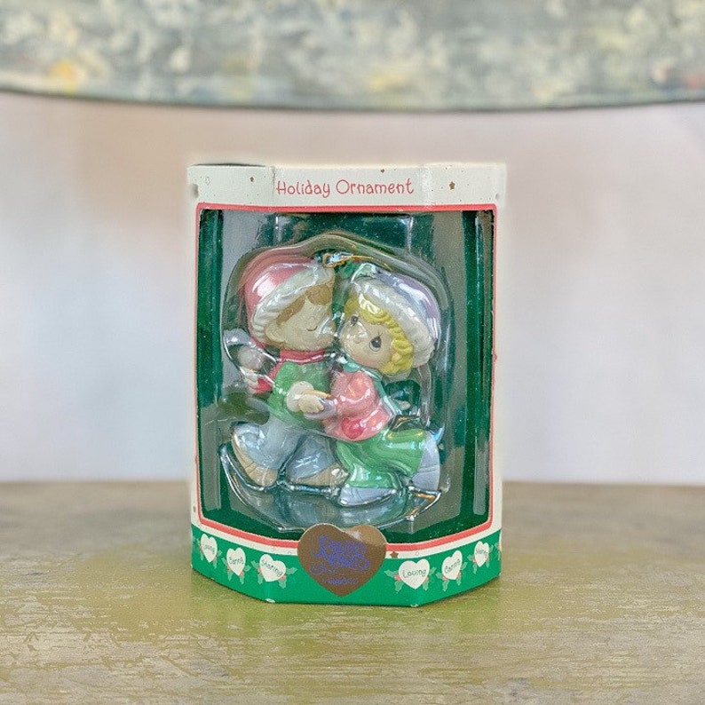 Vintage 1997 Precious Moments Christmas Holiday Ornament Boy & Girl ...