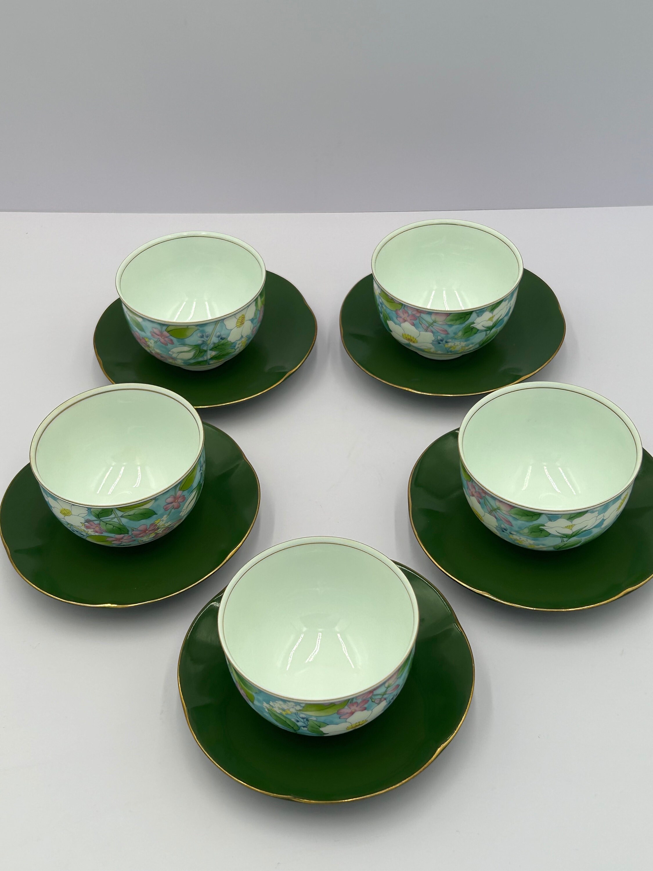 Vintage Japanese Lusterware Demitasse Cup and Saucer Set of 6 IN