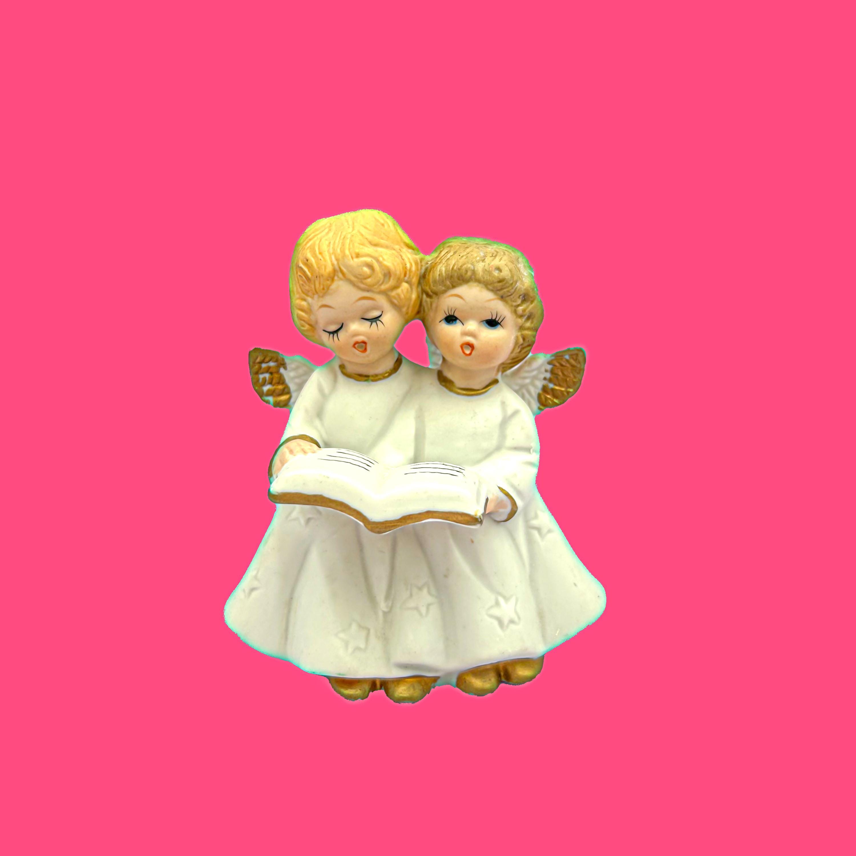 Vintage Ceramic Singing Angels Figurine | Choir Angels Holding