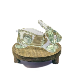 Vintage Bunny Rabbit Candy Dish Crystal Glass Spring Farmhouse Easter Decor 8” AS IS