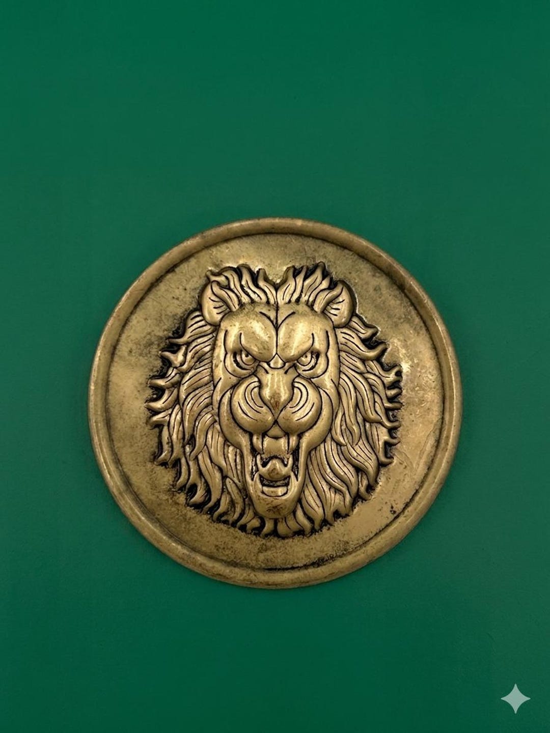 Vintage Large Brass Lion Head Brooch 3