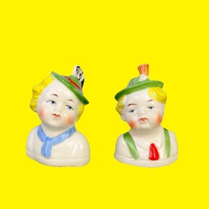 Vintage Czechoslovakia  Salt Pepper Shakers of German Bavarian Boy & Girl