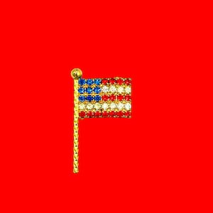Brochespeld patriottische Amerikaanse vlag strass - glinsterende sieraden VS vlag - vintagestijl statementstuk 1,50&quot;