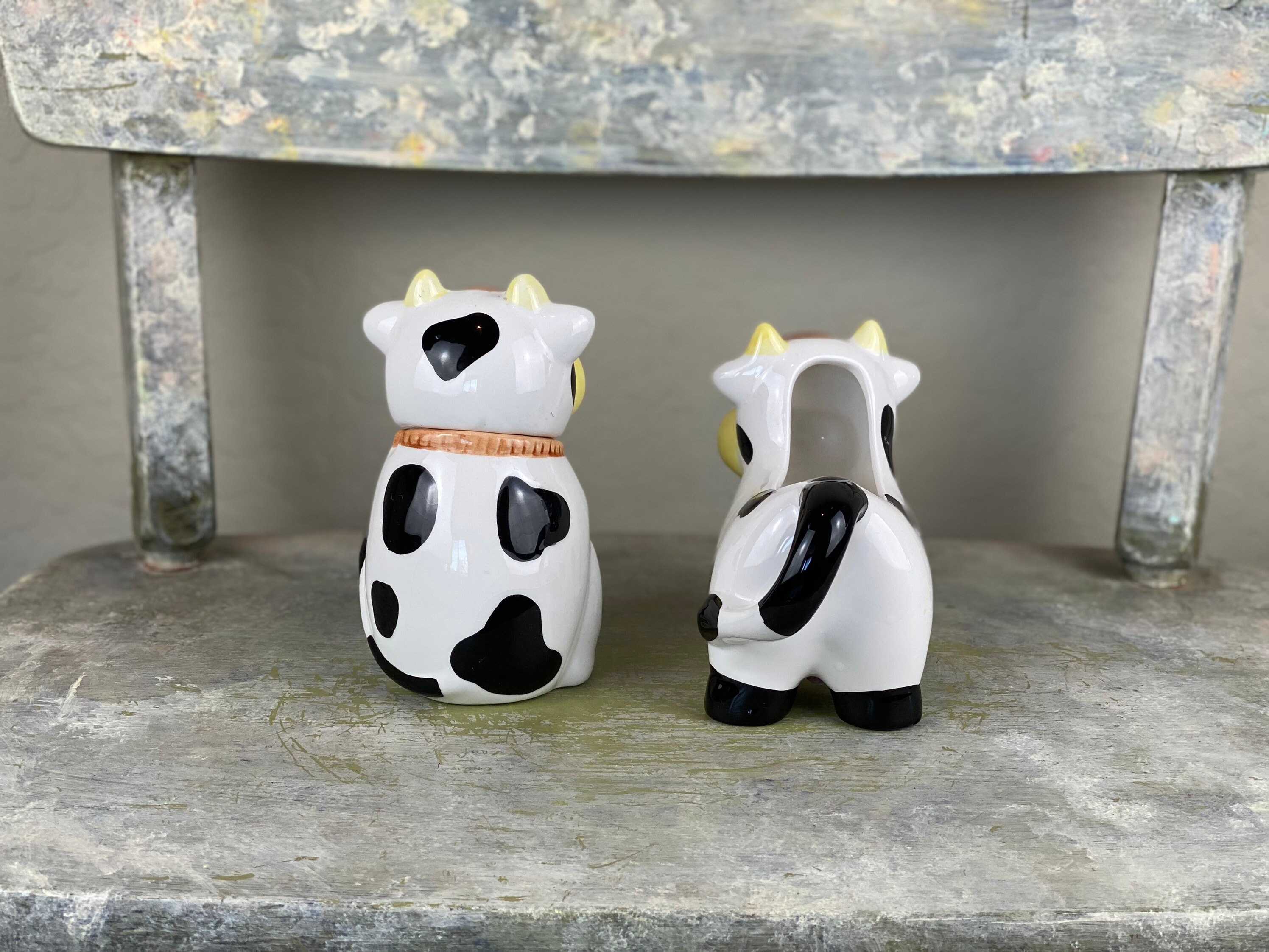 Vintage Ceramic Cow Sugar And Creamer Set By Houston Harvest Etsy
