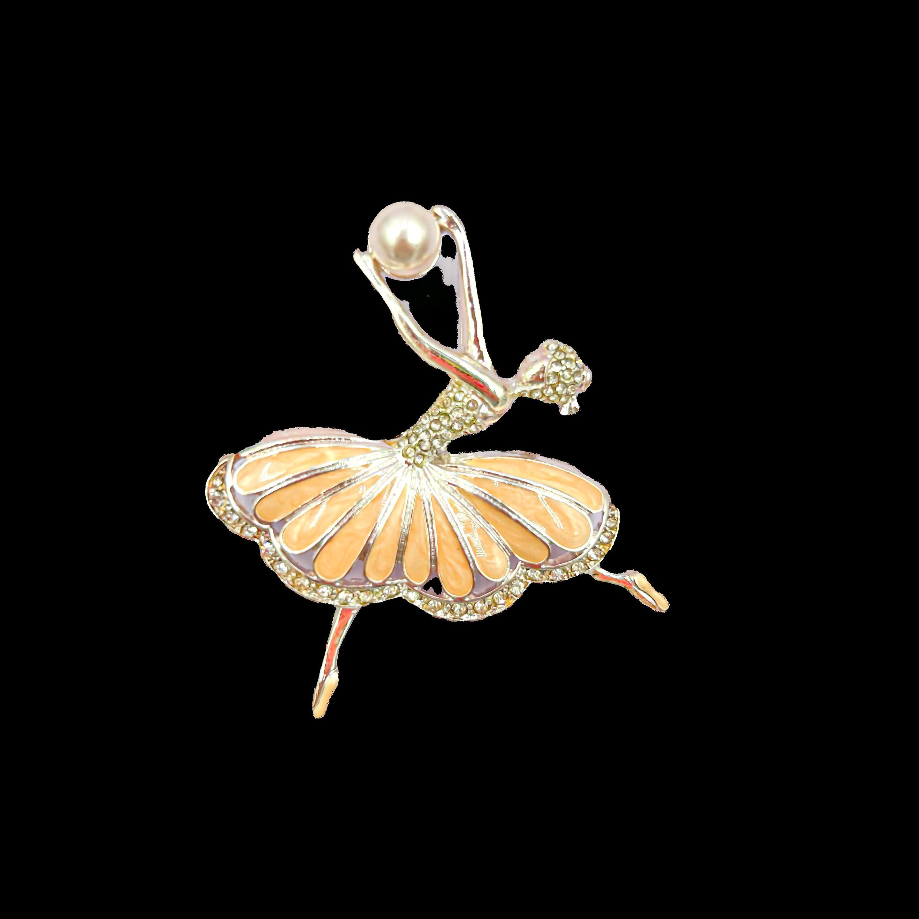 René・:*バレリーナブローチ ・:* Vintage Ballerina Brooch, Ballerina Pin Gold Tone Dancer