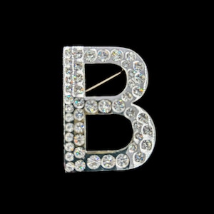 Vintage Brosche Buchstabe B mit Strasssteinen
