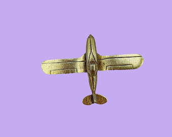 Vintage Airplane Brooch With Spinning Propellers, Silver-tone, C