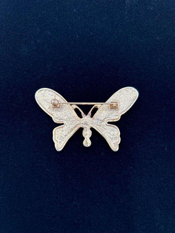 Broche Papillon Métal Argenté émaillé & Strass | Bijou Fantaisie élégant - Neuf Sans Emballage