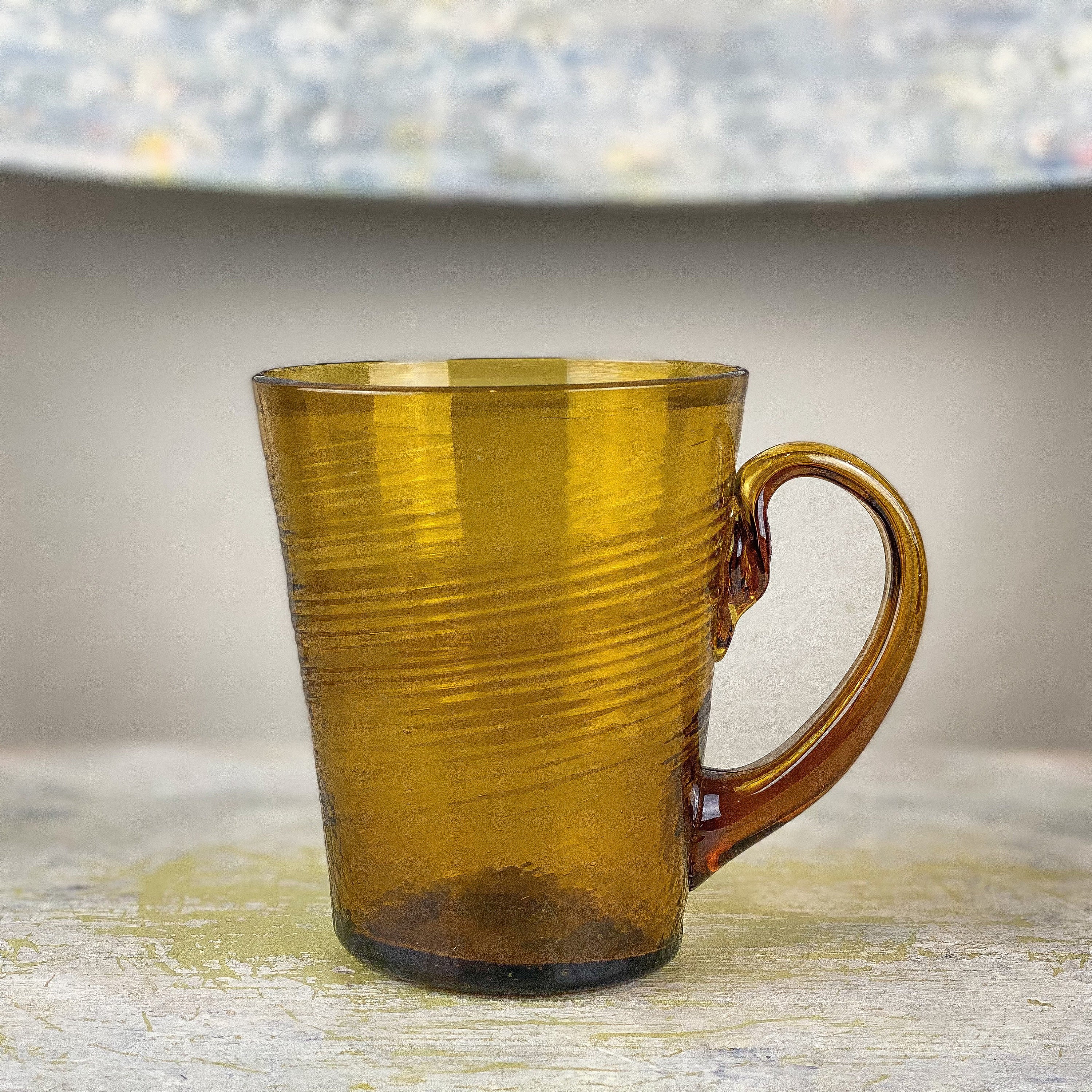 Multicolor Glass Tea Cup by Matteo Monni | Blue/ Amber