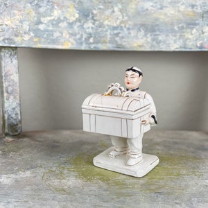 Rare Asian Man 6” Figurine Made Japan Vintage Holding Chest AS IS