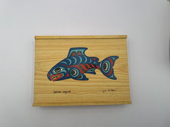 Vintage 80s Salmon Legend Joe Wilson Pacific NW Art Wood Storage