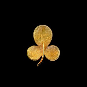 Vintage Gold Tone Shamrock Brooch Pin - Lucky Clover Jewelry - St. Patrick&#39;s Day Gift - Signed Alan J. Demi Set 2”