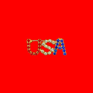 Vintage VS strass broche - patriottisch rood wit blauw kristalspeld - Amerikaanse vlag sieraden 1,25&quot;